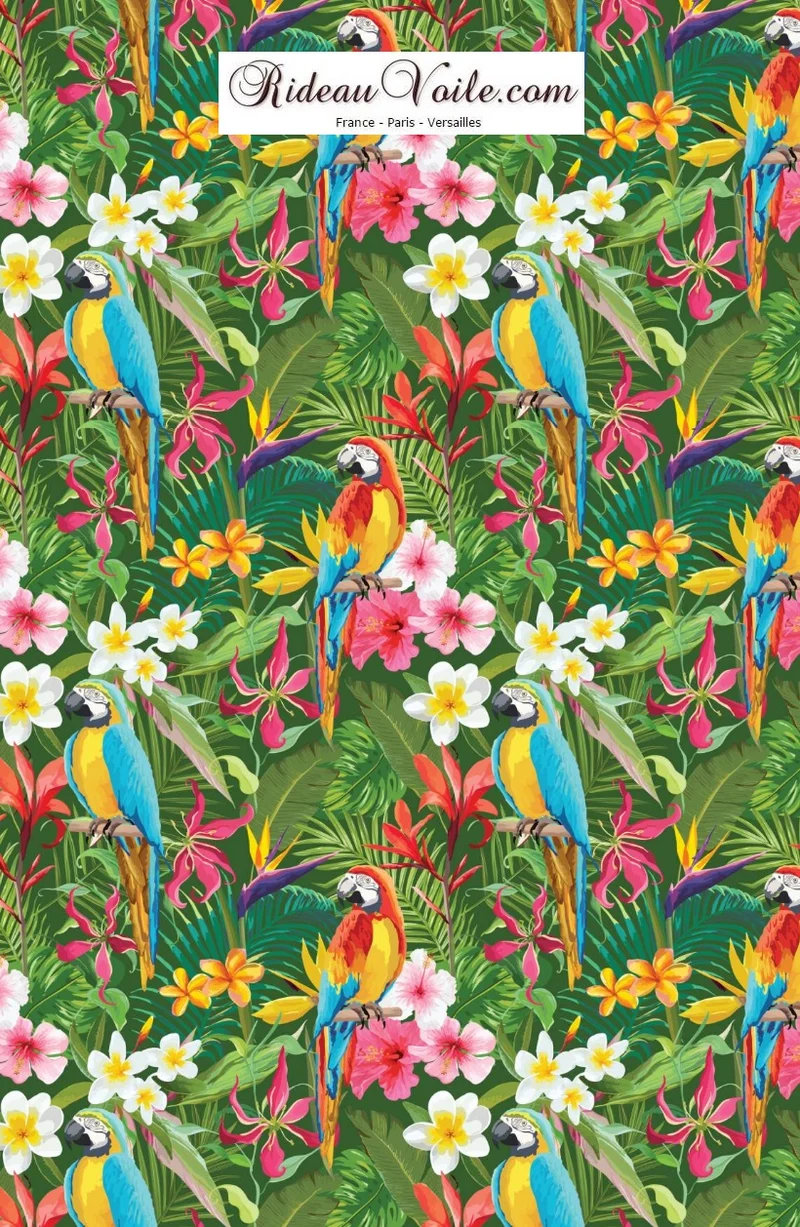 Tissus fleurs oiseaux motif exotique tropical feuilles au mètre rideau tapisserie siège