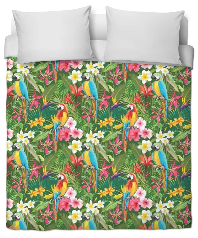 Tissus fleurs oiseaux motif exotique tropical feuilles au mètre rideau tapisserie siège