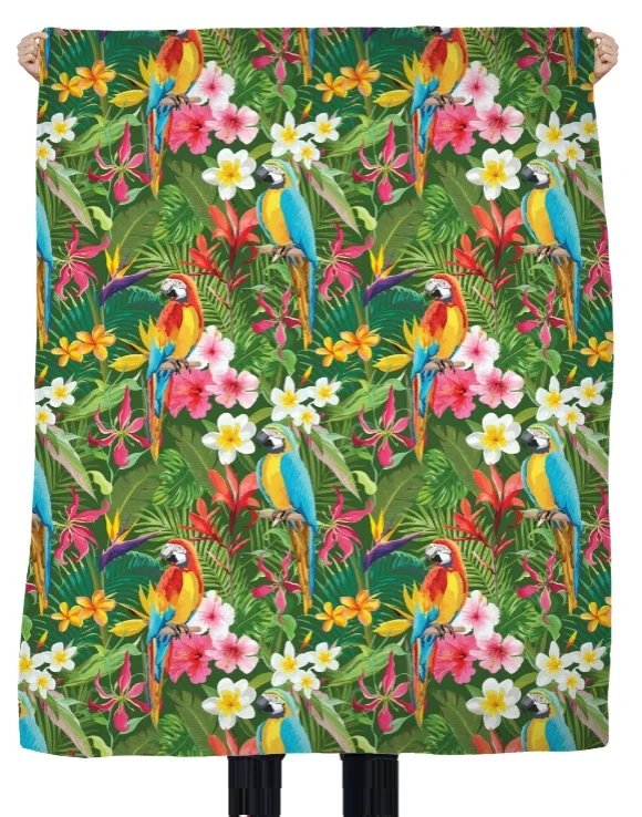 Tissus fleurs oiseaux motif exotique tropical feuilles au mètre rideau tapisserie siège
