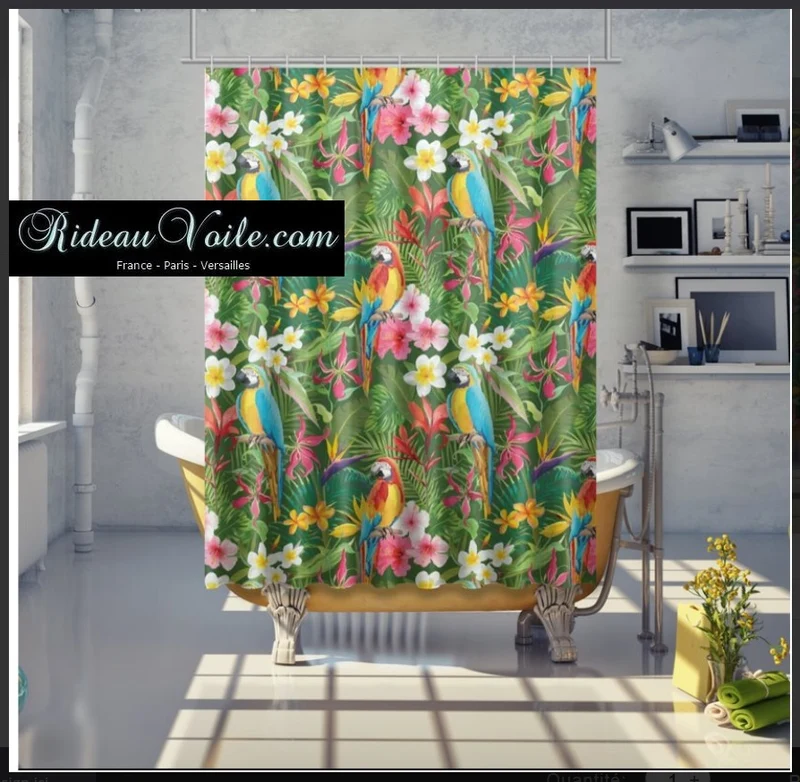 Tissus fleurs oiseaux motif exotique tropical feuilles au mètre rideau tapisserie siège