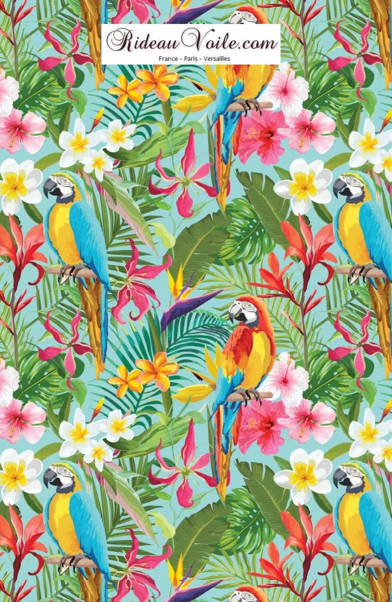 Tissu ameublement imprimé fleur oiseaux motif jungle exotique tropical feuille au mètre rideau