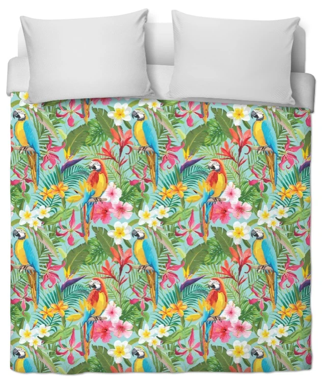 Tissu ameublement imprimé fleur oiseaux motif jungle exotique tropical feuille au mètre rideau