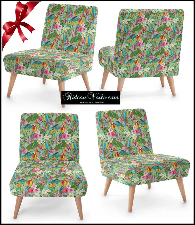 Tissu ameublement imprimé fleur oiseaux motif jungle exotique tropical feuille au mètre rideau