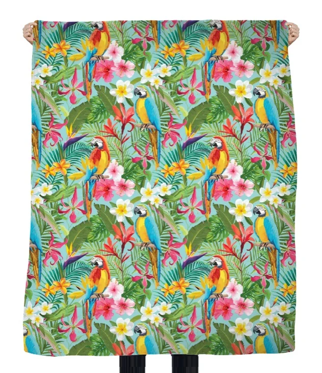 Tissu ameublement imprimé fleur oiseaux motif jungle exotique tropical feuille au mètre rideau