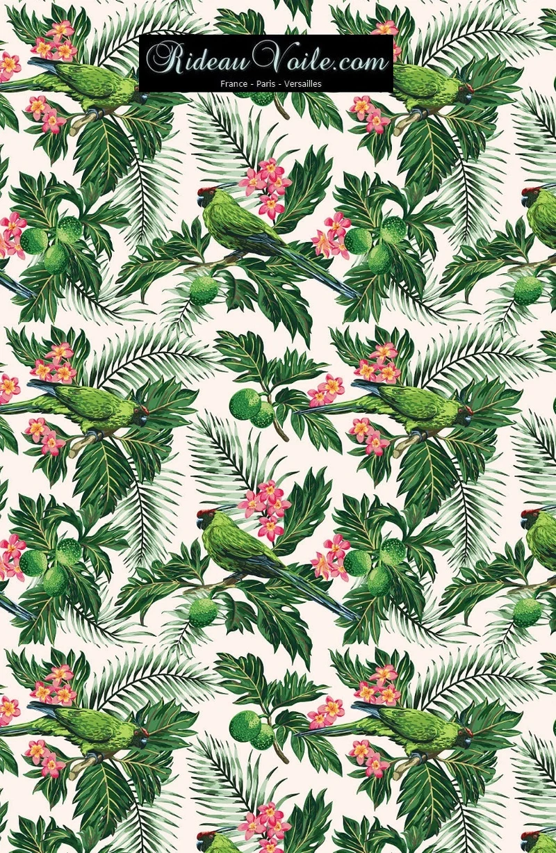 Tissu fleur oiseaux motif exotique tropical feuille au mètre rideau tapisserie siège