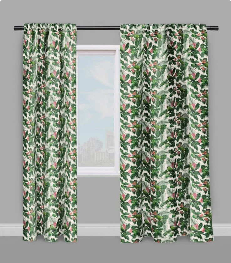 Tissu fleur oiseaux motif exotique tropical feuille au mètre rideau tapisserie siège