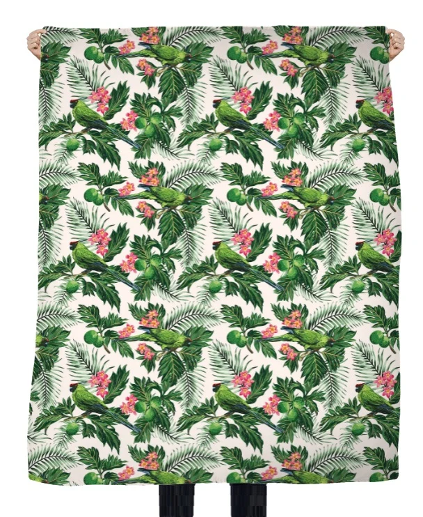 Tissu fleur oiseaux motif exotique tropical feuille au mètre rideau tapisserie siège