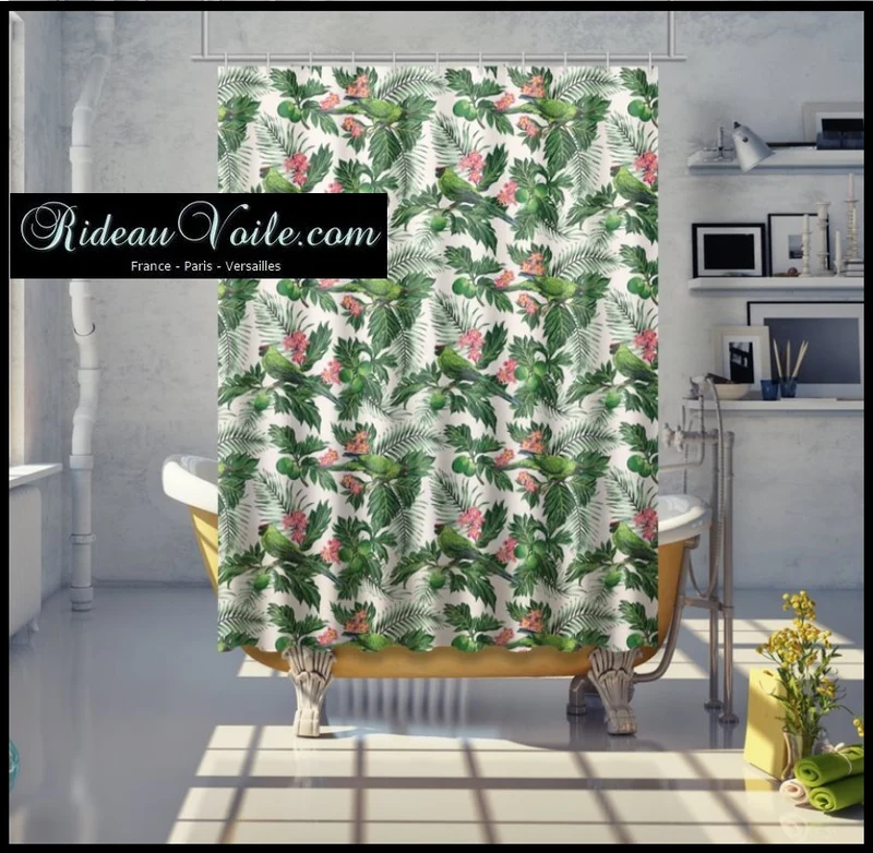 Tissu fleur oiseaux motif exotique tropical feuille au mètre rideau tapisserie siège