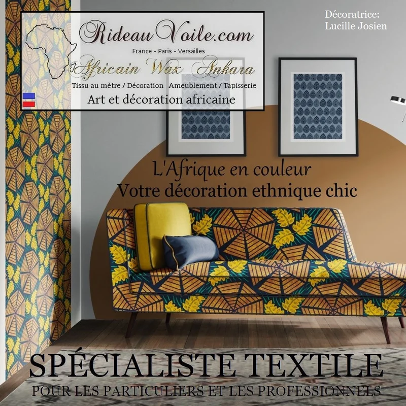 Tissu motif pagne Africain décoration tapisserie au mètre Ankara Wax rideau siège