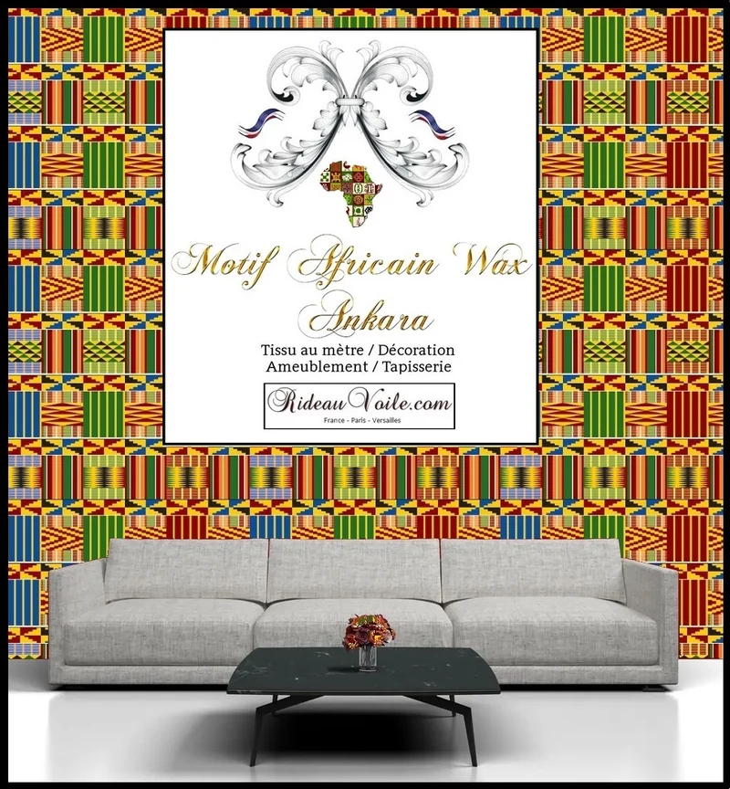 Tissu Africain ameublement tapisserie au mètre motif Ankara pagne Wax rideau siège