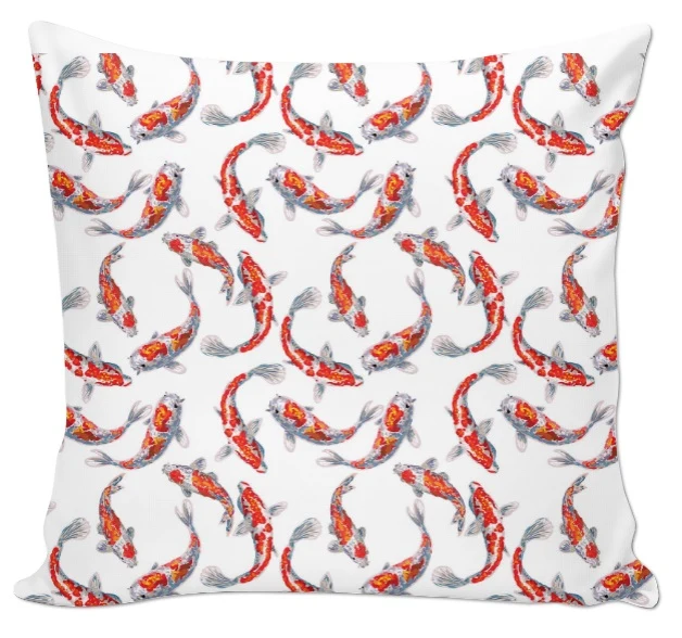 Tissu au mètre Asiatique motif poisson Japonais Carpe Koï déco rideau couette