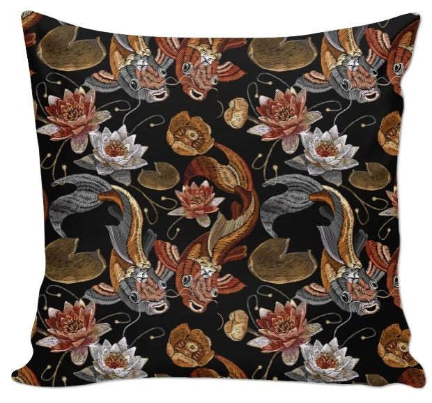Tissu au mètre asiatique motif poisson Japonais Carpe Koï rideau couette