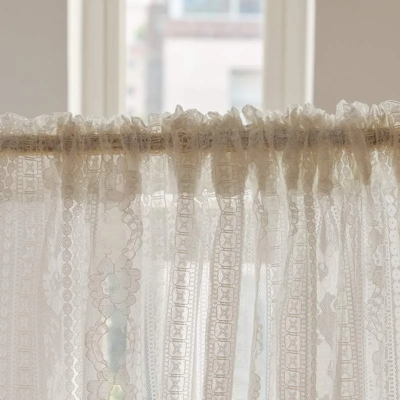 Voilage à Franges Galon Fronceur Rose 150 x H 180 cm Blanc