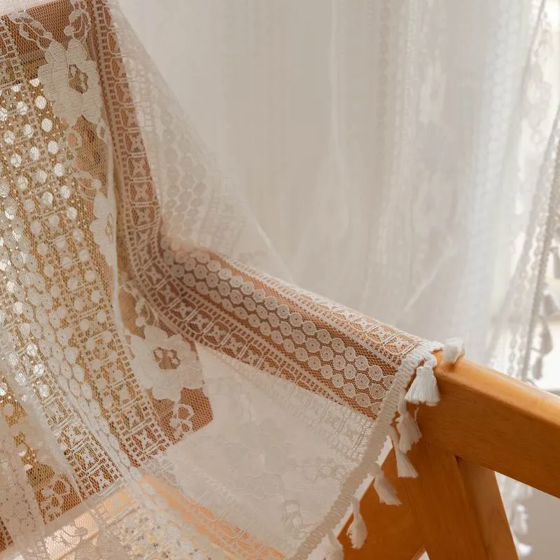 Voilage à Franges Galon Fronceur Rose 150 x H 180 cm Blanc
