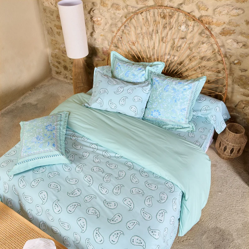 Housse de couette Bastide réversible - Percale de coton 120 fils