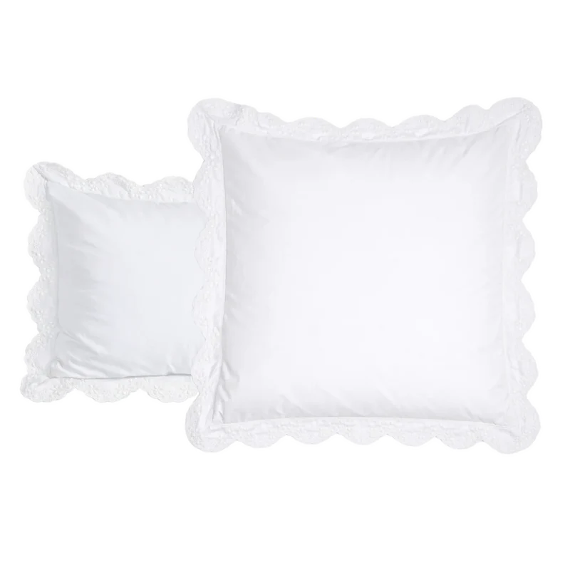 Taie d'oreiller brodée Héloïse - Percale de coton brodée