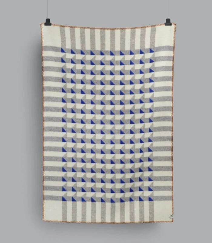 Plaid Pure Laine Design Kvam Bleu 135 X 200 cm