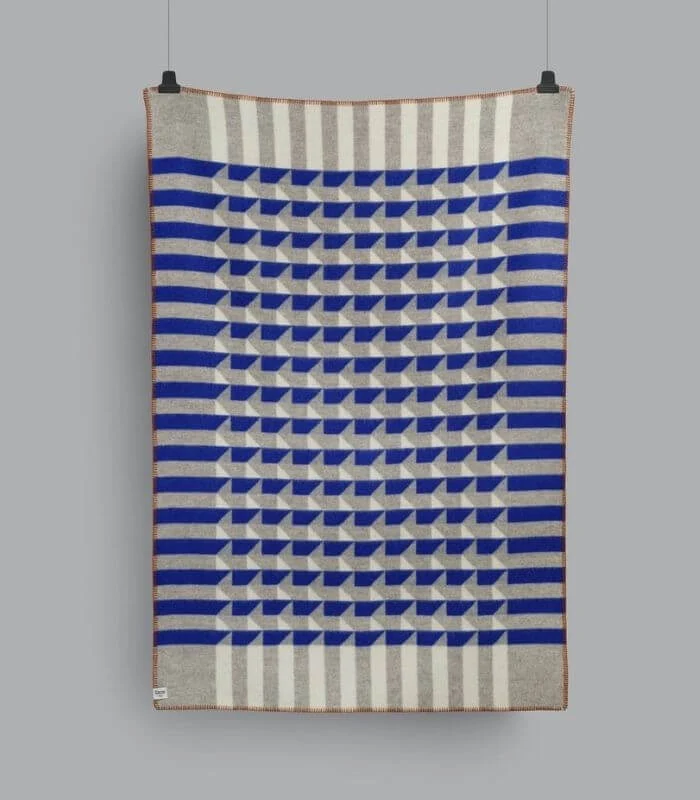Plaid Pure Laine Design Kvam Bleu 135 X 200 cm