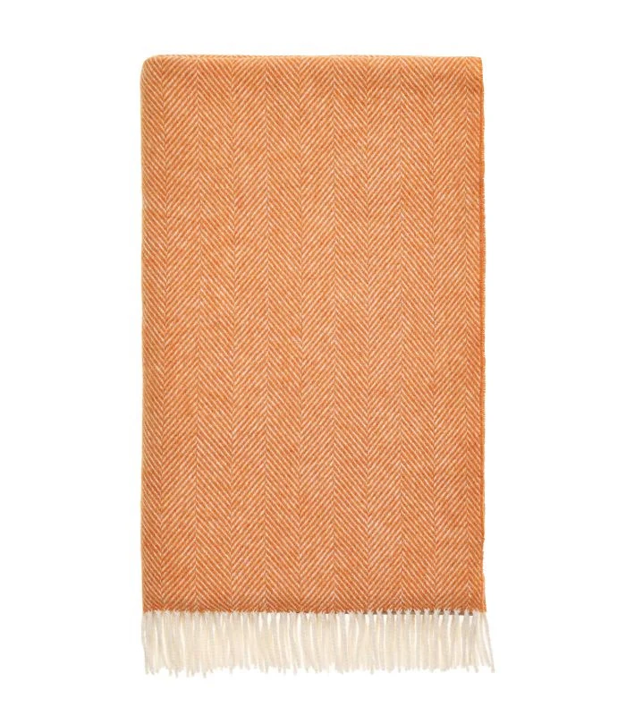 Plaid Laine Mérinos Chevrons Orange