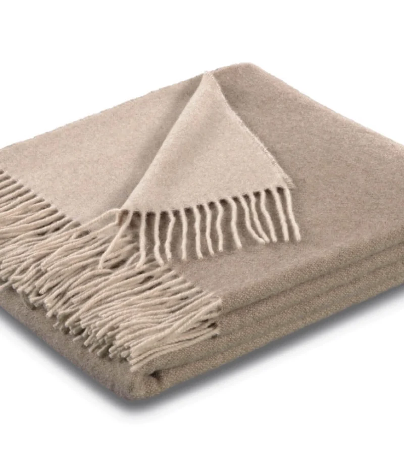 Plaid Cachemire et Laine Reversible Beige et Cappuccino 150 X 200 cm - Collection VENICE
