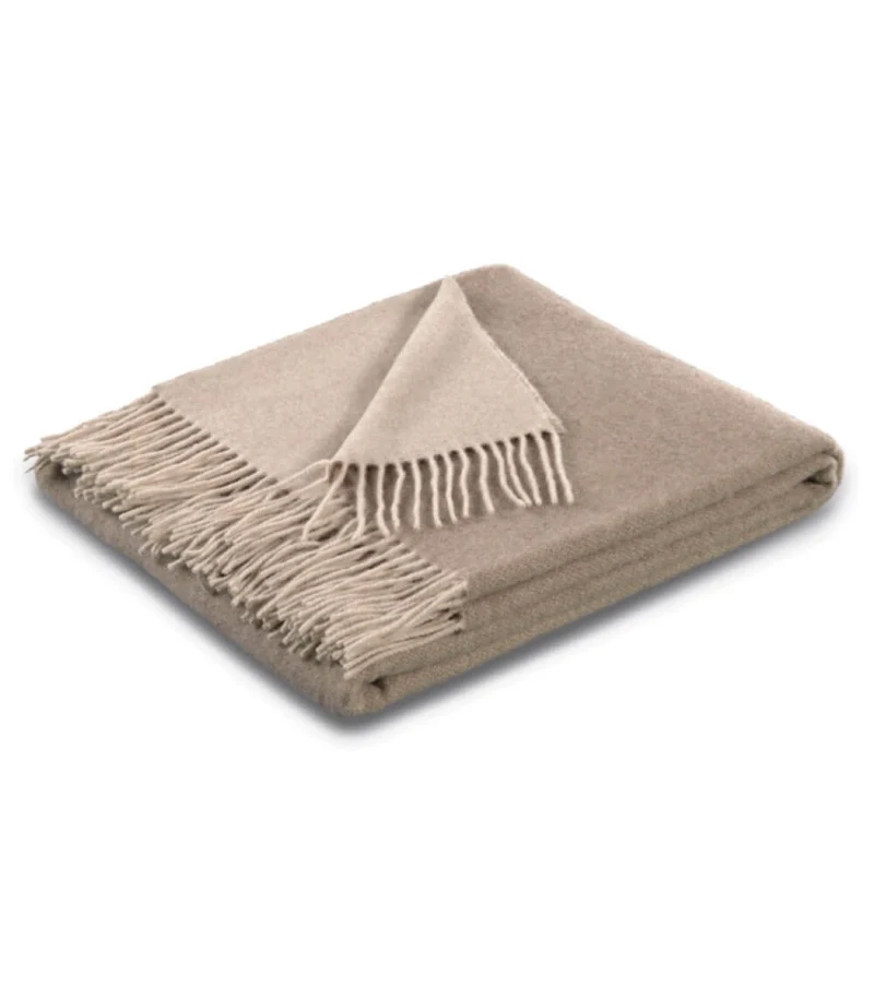 Plaid Cachemire et Laine Reversible Beige et Cappuccino 150 X 200 cm - Collection VENICE