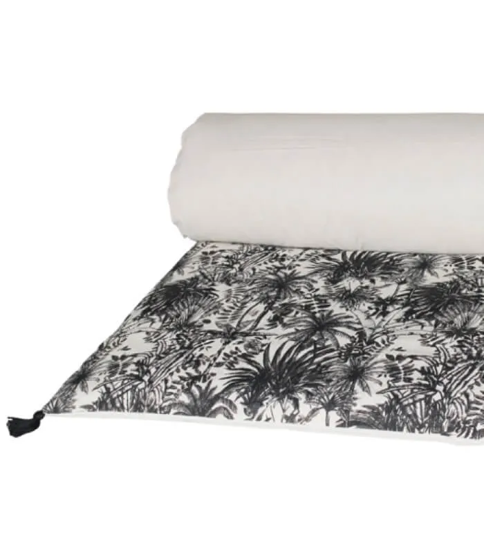Edredon Bout de Lit Palme Noir et Beige 85X200cm