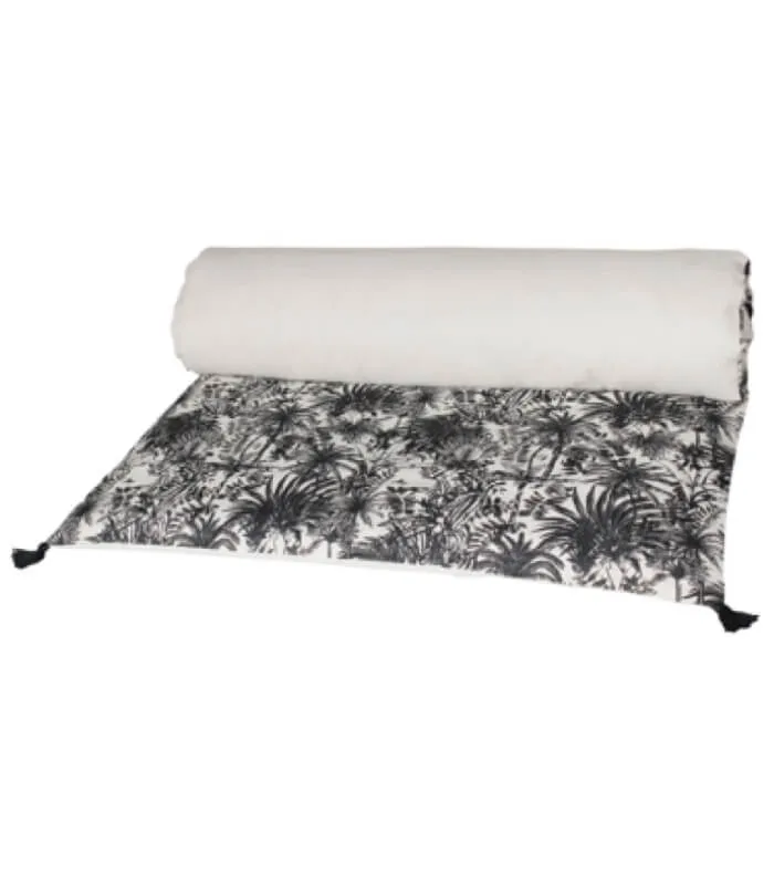 Edredon Bout de Lit Palme Noir et Beige 85X200cm