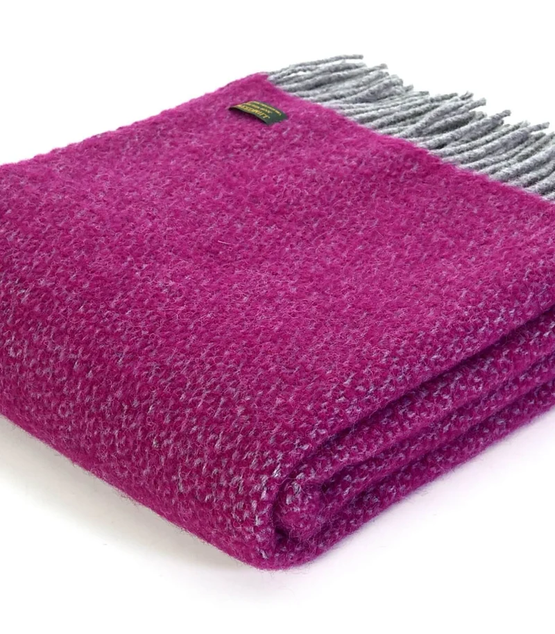 Plaid Laine Chevrons Violet et Gris 150 X 183 cm