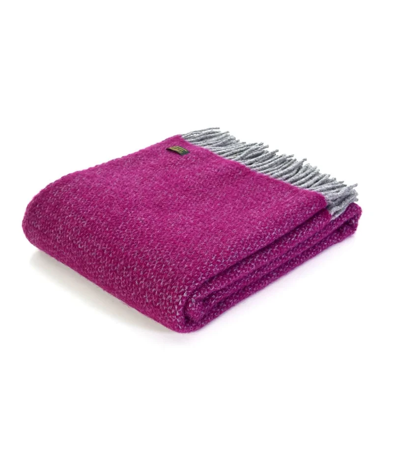 Plaid Laine Chevrons Violet et Gris 150 X 183 cm