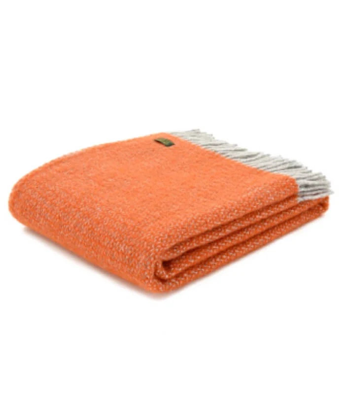 Plaid Laine Illusion Orange et Gris 150 X 183 cm
