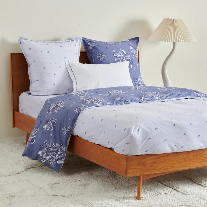 Housse de couette Poème Bleu - Percale de coton