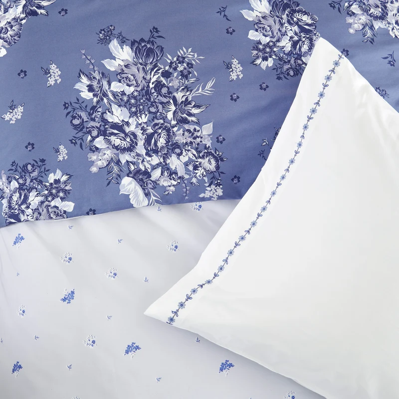 Housse de couette Poème Bleu - Percale de coton