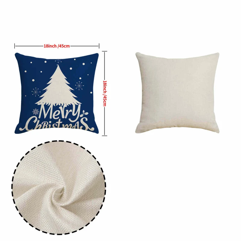 Housse de Coussin Noël Bleu 45cm-Lot de 4