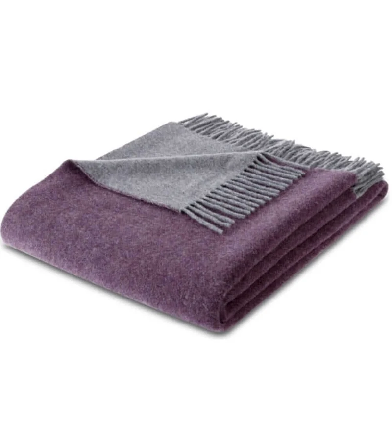 Plaid Cachemire Reversible Prune et Gris 130 x 170 cm - Collection VENICE
