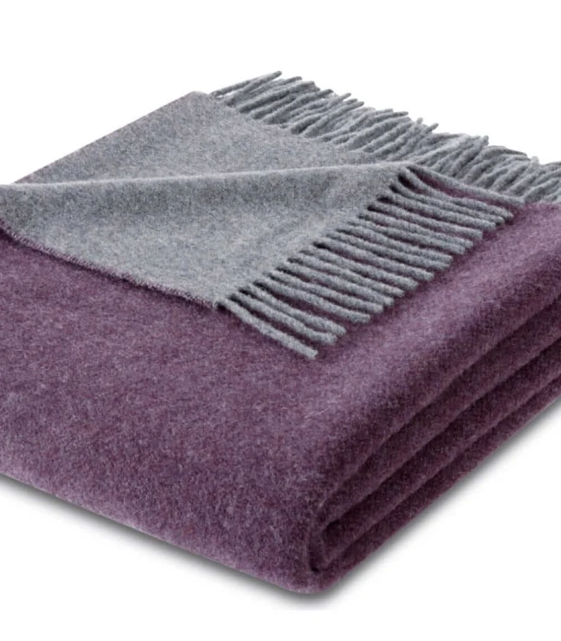 Plaid Cachemire Reversible Prune et Gris 130 x 170 cm - Collection VENICE