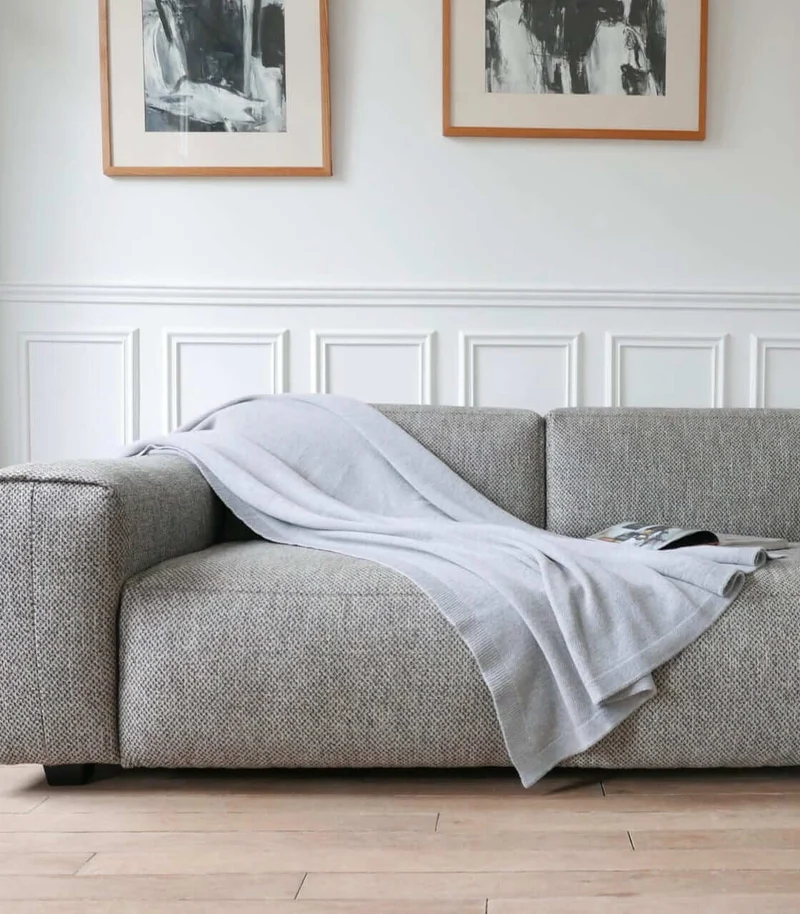 Plaid Long Island Gris Laine Tricoté 140 X 200 cm