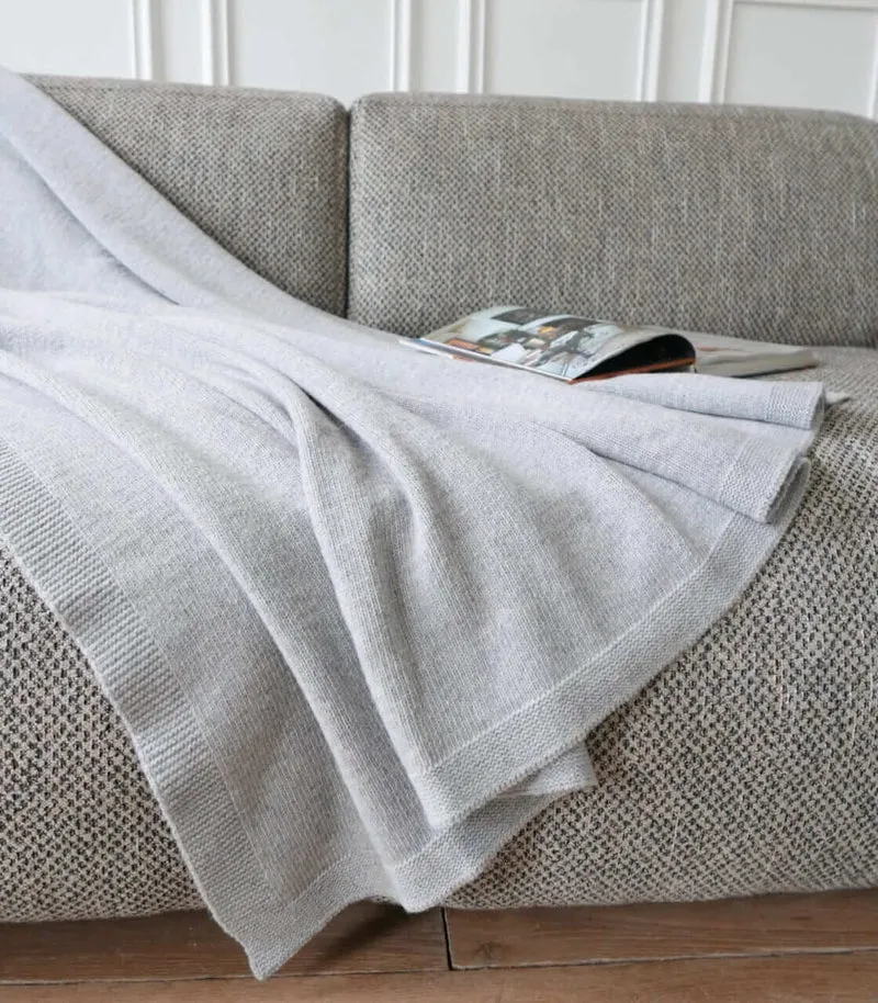 Plaid Long Island Gris Laine Tricoté 140 X 200 cm