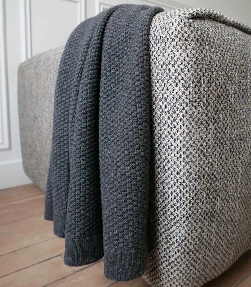 Plaid Boston Anthracite Laine Tricoté 130 X 180 cm