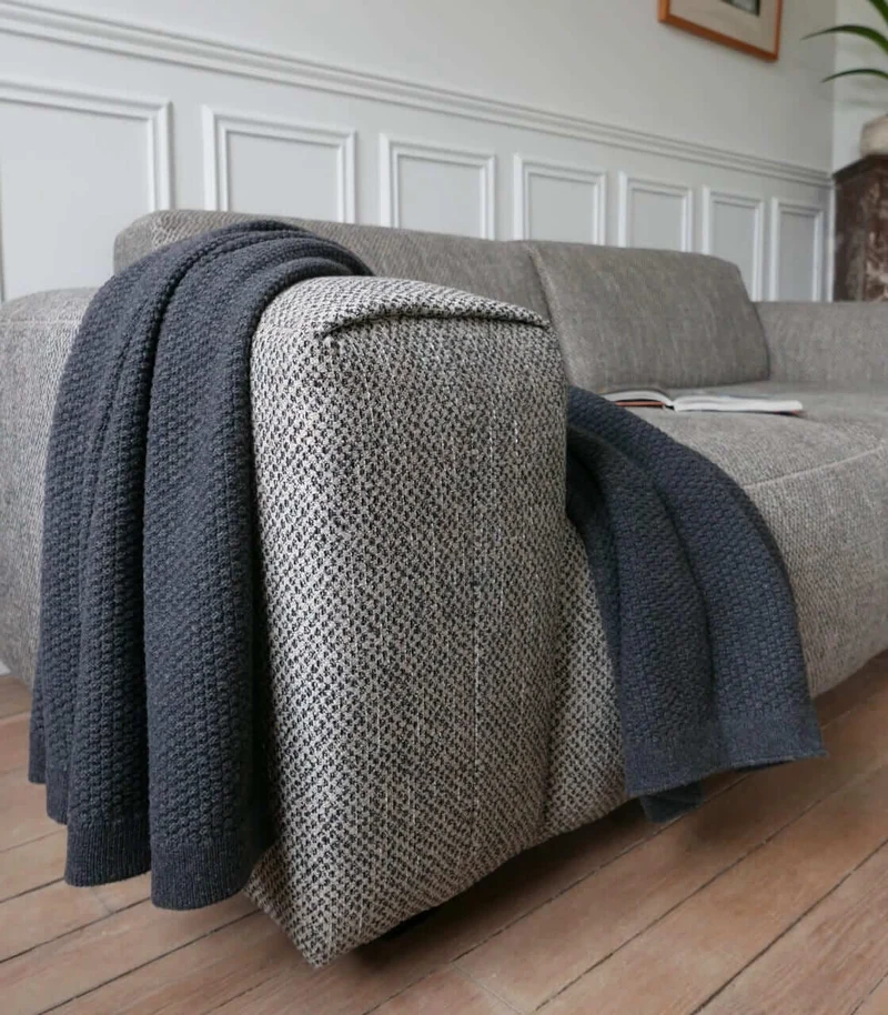 Plaid Boston Anthracite Laine Tricoté 130 X 180 cm