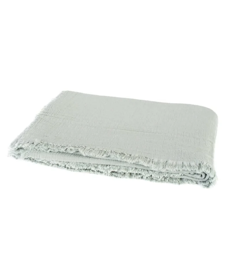 Plaid Vert Celadon en gaze de Coton - Collection Comporta - 130 X 180 cm