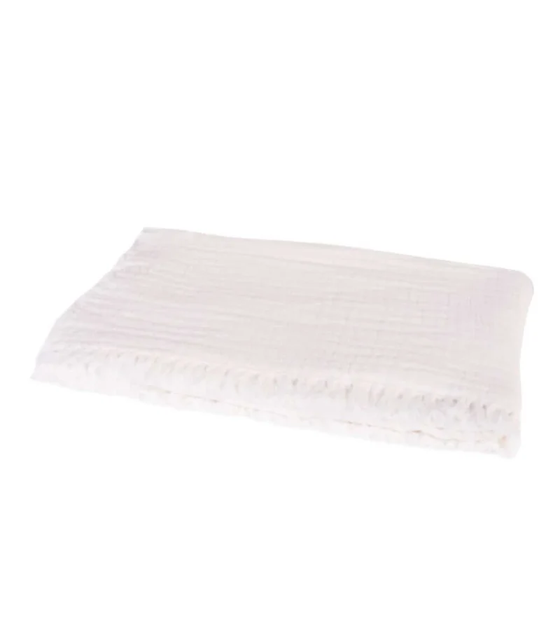 Plaid Blanc en gaze de Coton - Collection Comporta - 130 X 180 cm