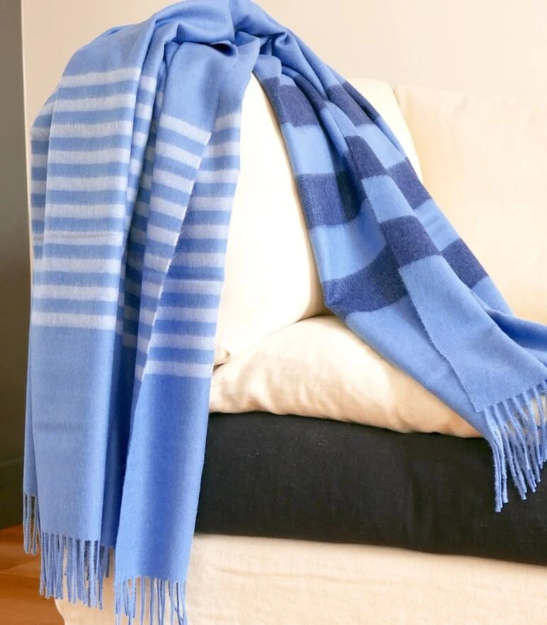 Plaid Laine Alpaga Luxe Altiplano Bleu