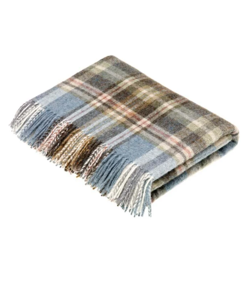 Plaid Pure Laine Écossais Bleu Glen