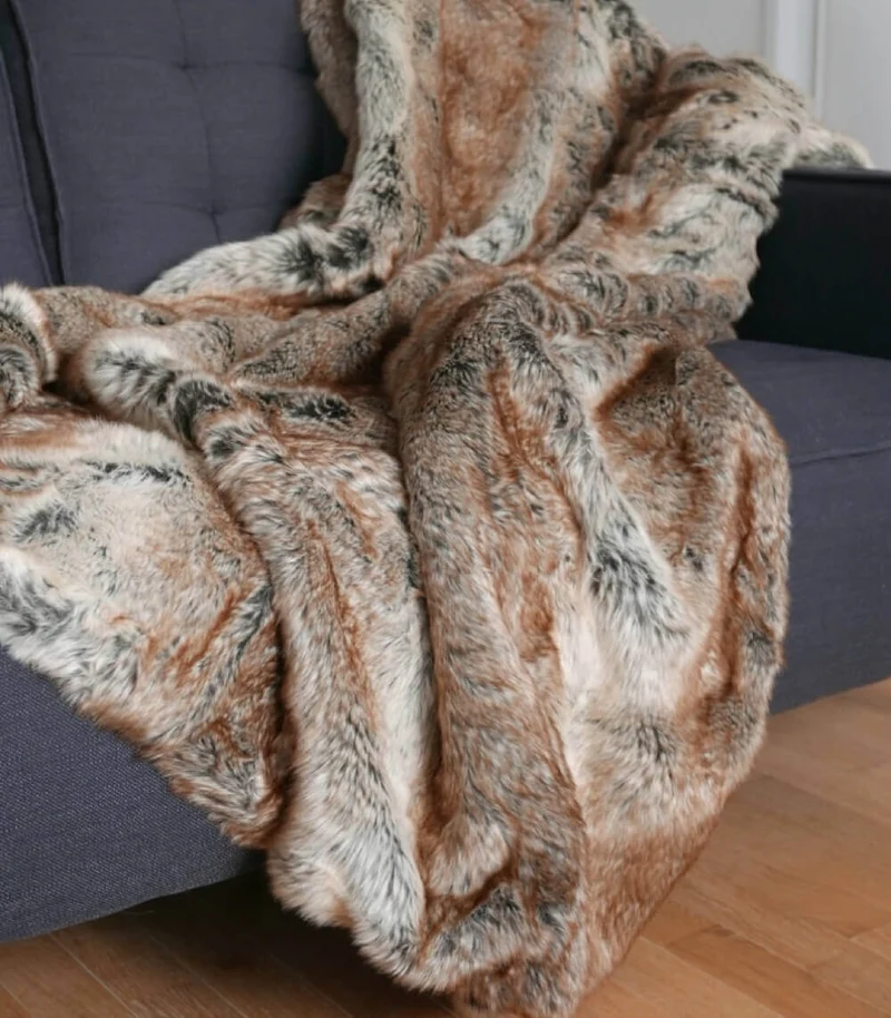 Plaid Fausse Fourrure Luxe Renard 150 X 200 cm