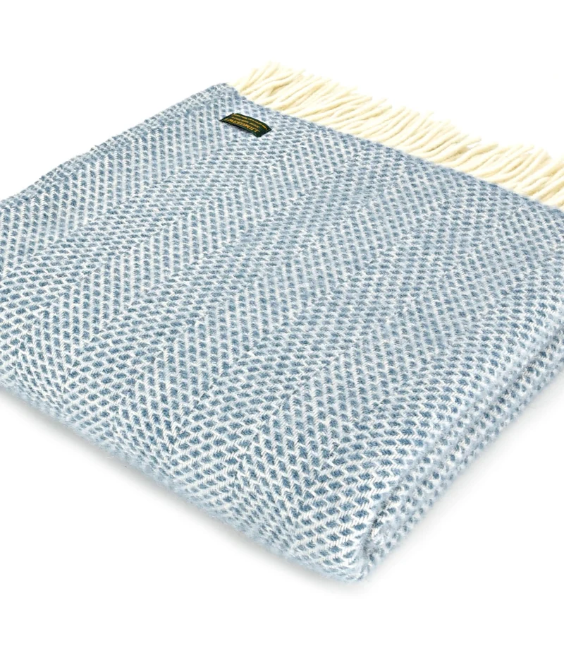 Plaid 100% Laine Beehive Bleu 150 X 183 cm