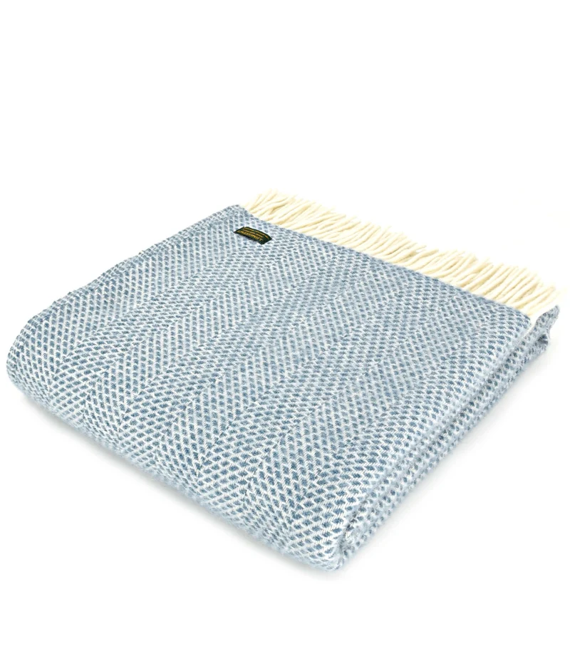 Plaid 100% Laine Beehive Bleu 150 X 183 cm