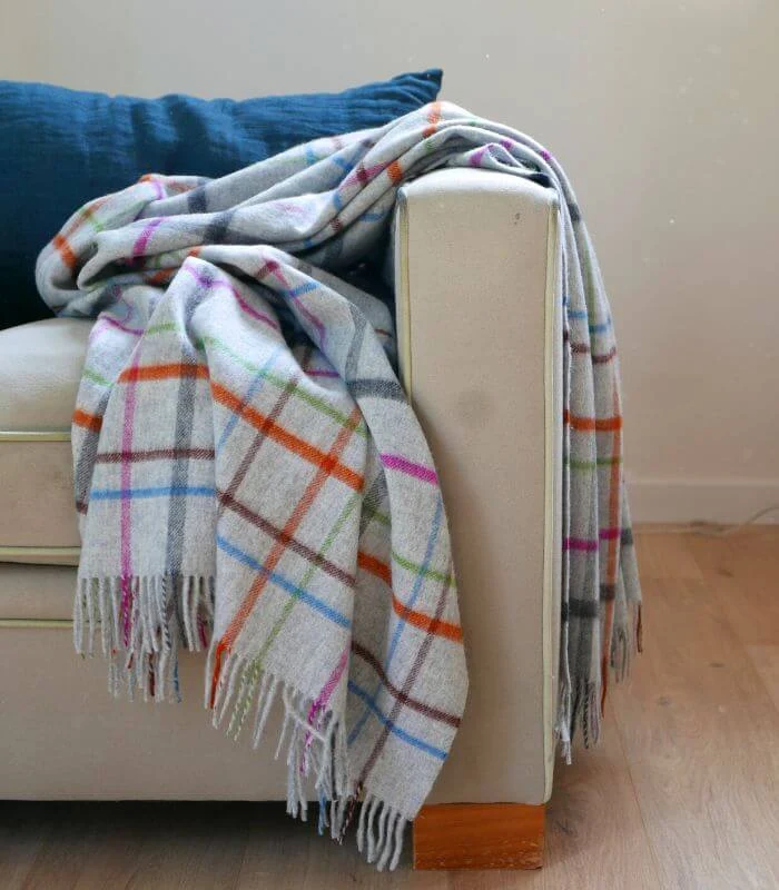 Plaid Laine Mérinos Color Code Gris 140 X 185 cm
