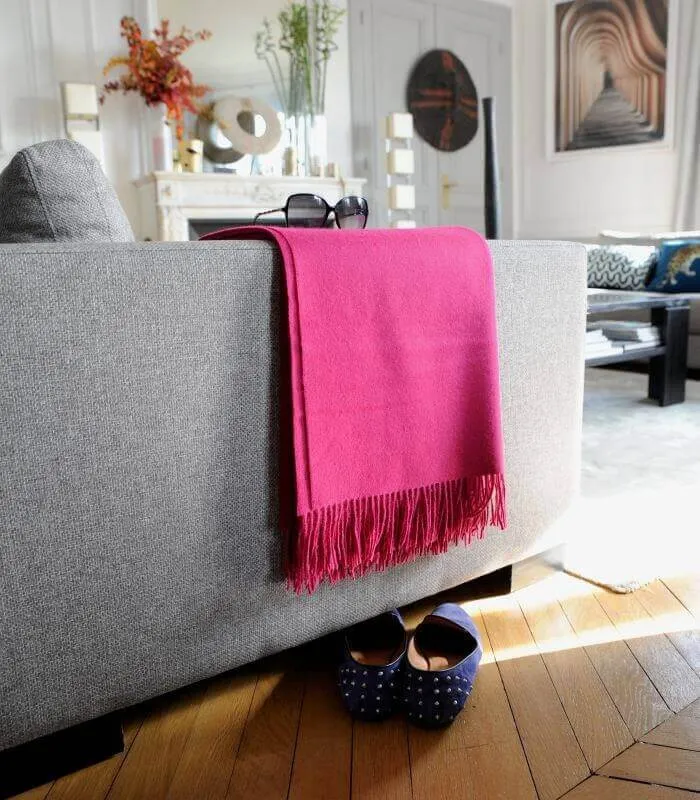 Plaid Laine Alpaga Luxe Framboise 130 X 180cm