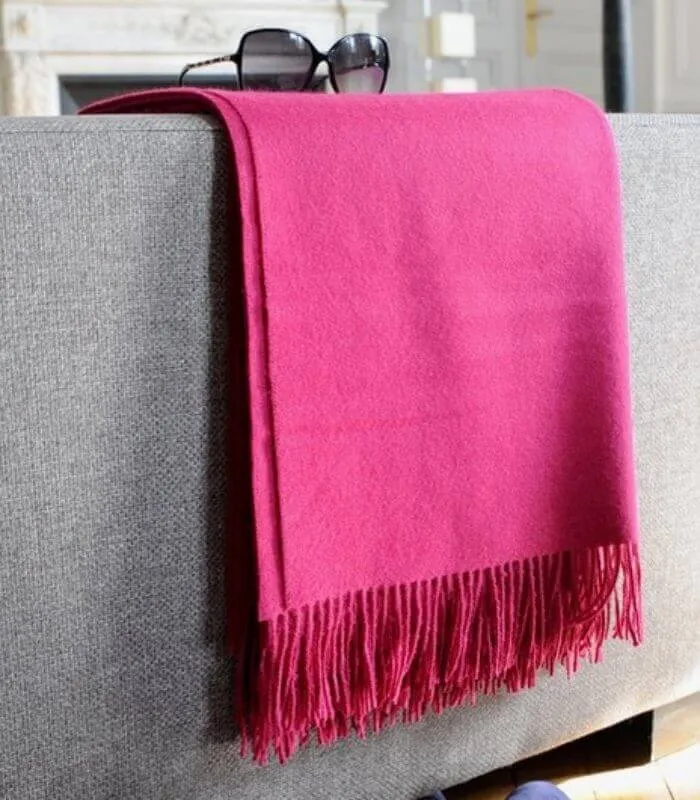 Plaid Laine Alpaga Luxe Framboise 130 X 180cm
