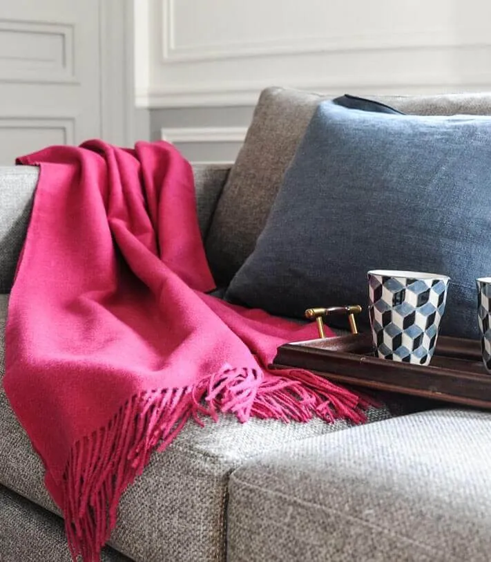 Plaid Laine Alpaga Luxe Framboise 130 X 180cm